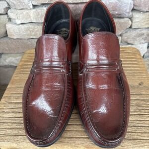 Florsheim Men's Red Wine Colored Leather Slip On  Shoes sz 12 D 412439 2 02